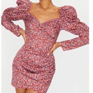 Floral puff sleeve mini dress